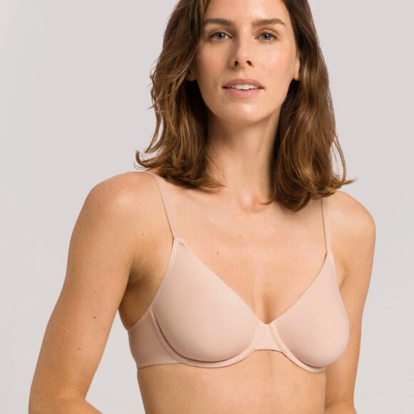 HANRO Cotton Sensation Underwire Bra in Beige Neutral Minimalist - Size 34B - Picture 1 of 14